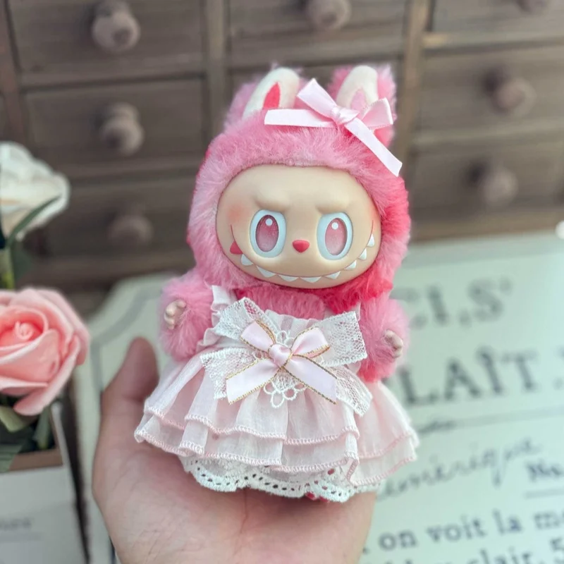 

Pink Princess Skirt Dress For labubu 3.0 v1/v2/v3 doll cloth Outfit Accessories for Ropa Labubu Mini Clothes