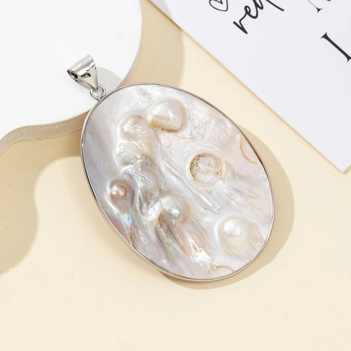 5pcs/lot Natural Mother Pearl Shell Pendant Oval Natural Shell Pendant Charms for Making DIY Jewerly Bracelet Necklace 61x43mm
