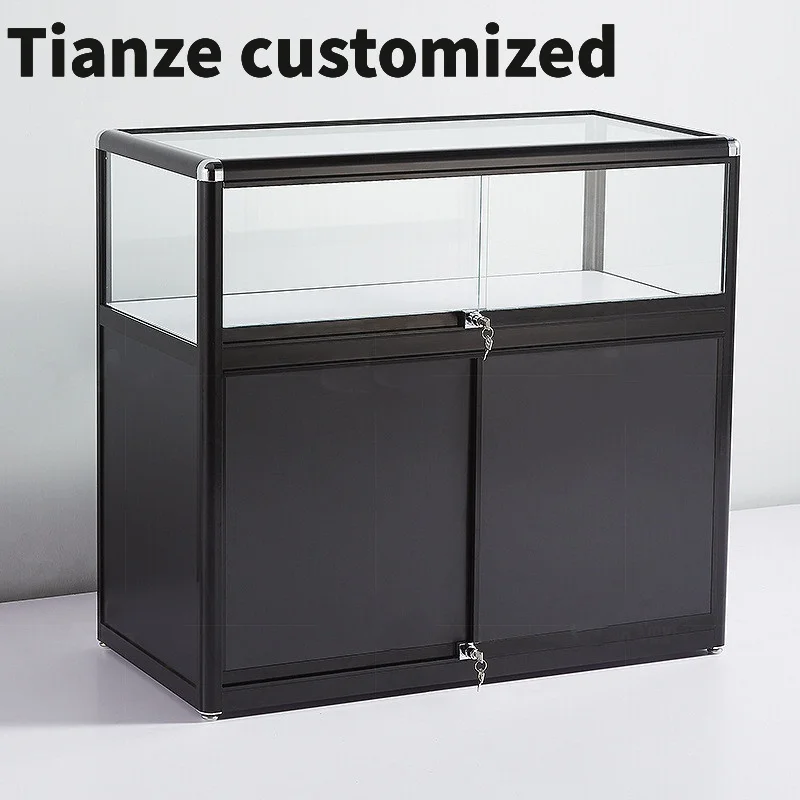 

Customized-Cellphone Store Display Fixture Modern Shop Counter Design Mobile Phone Retail Store Aluminum Glass Display Showcase