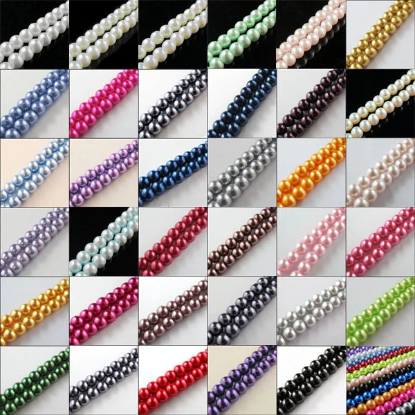 (135pcs Per Lot) B Quality 5x6MM Round Ball Loose Glass Pearl Spacer Beads For Jewelry Making