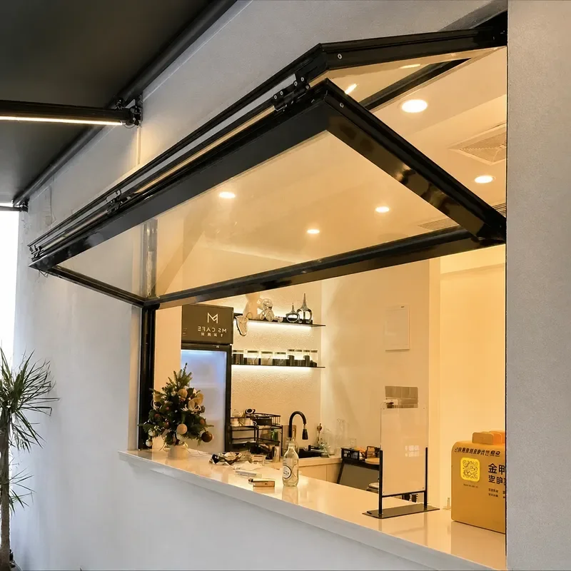 Up and down folding window Internet celebrity coffee milk tea shop bar table up and down lifting window Aluminum alloy