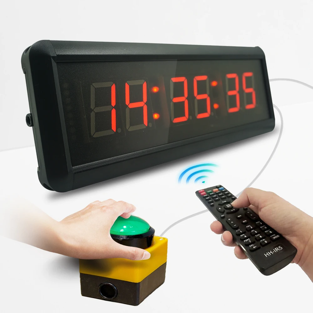 

Sports Timer Button Led Countdown Clock Stopwatch,Line Button Reset remote Control School Rush Answer Competition Game Timer