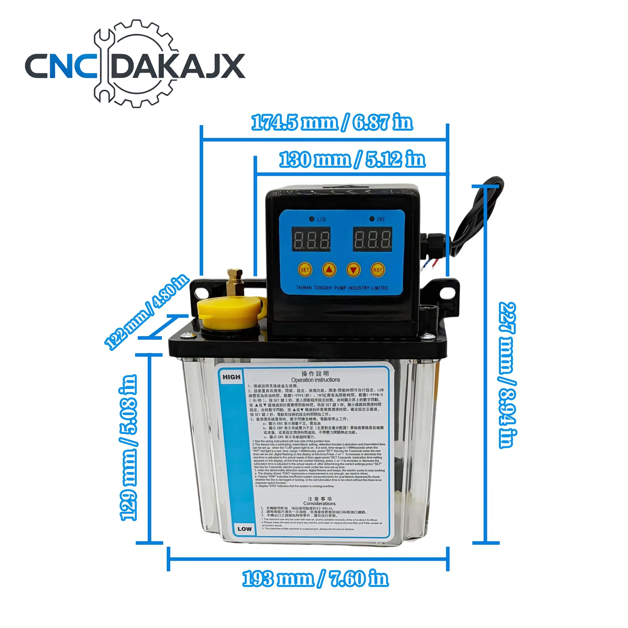 2L Electric Lubrication Pump 4mm 6mm AC110V AC220V Automatic Oiler CNC Lathe Milling Drilling Machine Lubrication System