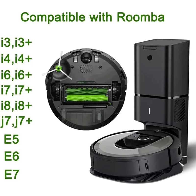 Peças de reposição para irobot roomba i3 i3 +, i4 i4 +, i6 i6 +, i7 i7 +, i8 i8 +, j7 j7 +, e5 e6 e7, filtros de escovas laterais de rolo