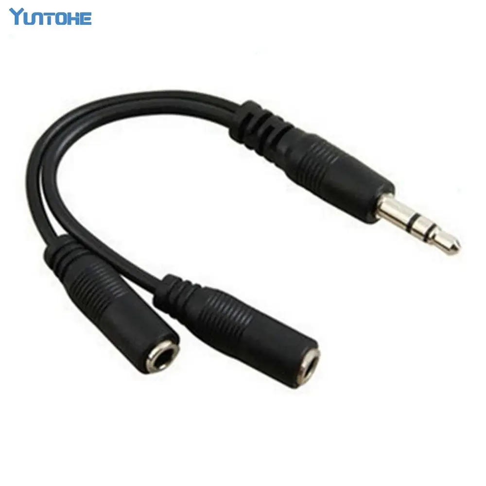 500pcs/lot Wholesales Promotion 3.5mm Earphone Headphone Splitter Cable Audio Adapter Jack 20cm