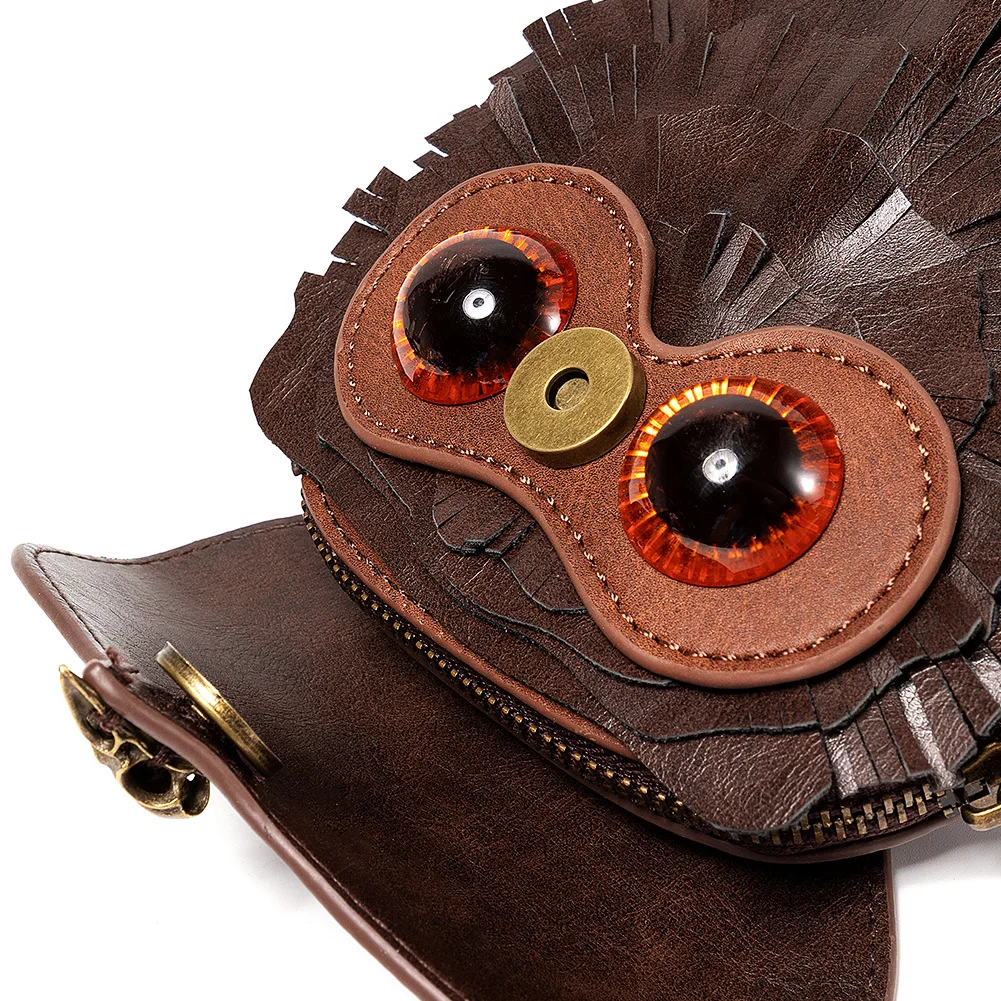 Cool Steampunk Women\'s Shoulder Bag Fashion Owl Purses Mini Cross Bag Mobile Phone Bag Pendant Ladies Zipper Mini Messenger Bag