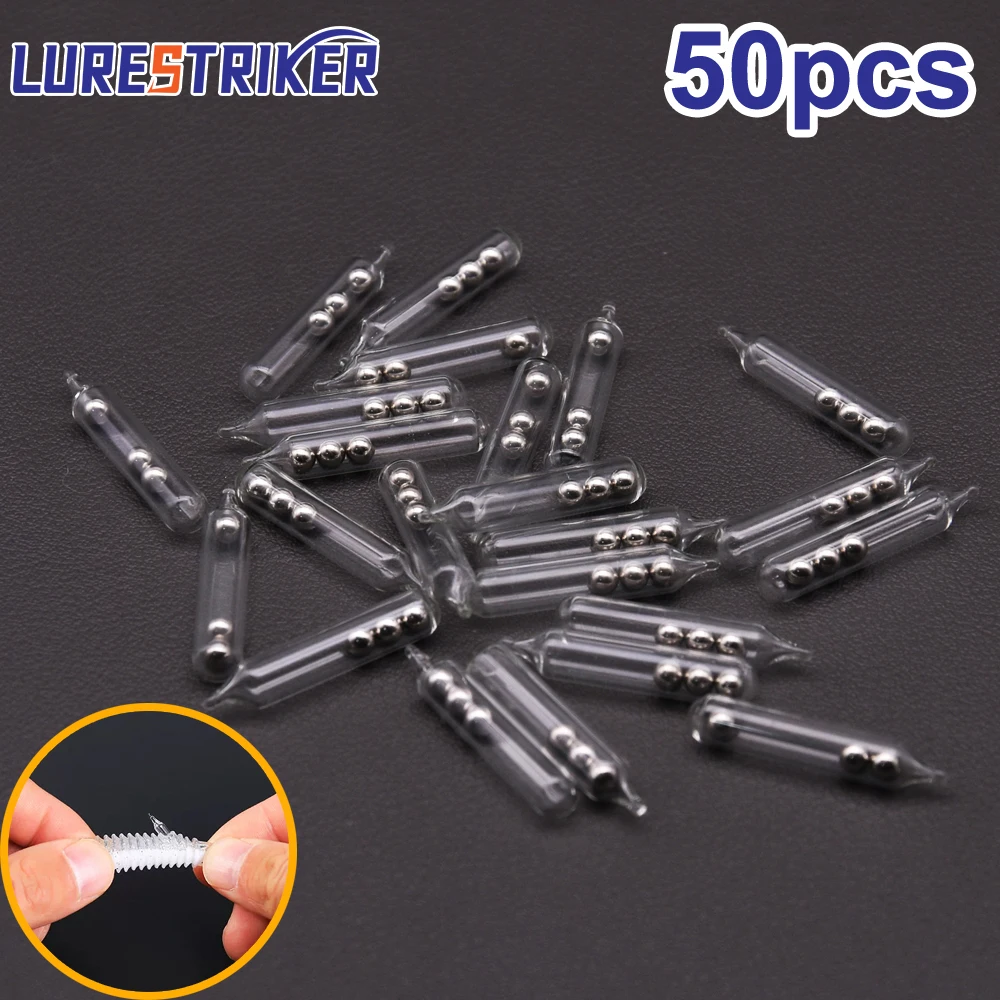 50 peças/lote Chocalhos de Agitar para Iscas Macias - Contas de Aço Inoxidável de 3mm/4mm/5mm com Manga de Vidro, Acessório de Pesca Maraca de Vidro