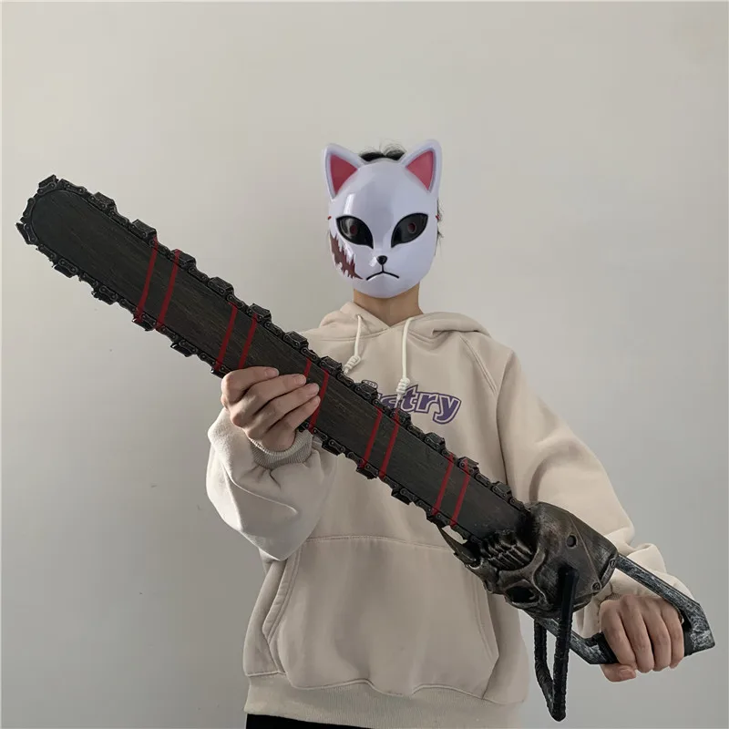 Halloween Prop Scary Saws Arm Surprise Chainsaws Movie Game Anime Cosplay Role Play Safety PU Model Halloween Prop Gift 77cm