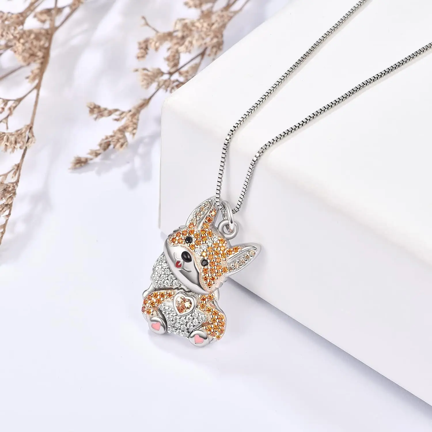 Exquisite Cute Corgi Butt Pendant Necklace for Women Elegant Pet Puppy Jewelry Animal Accessories Birthday Gift for Dog Lovers