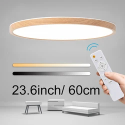 Panneau lumineux Led Ultra-fin de 60cm, grand format, Grain de bois doré, luminosité variable, pour salon, maison, télécommande, panneau mince
