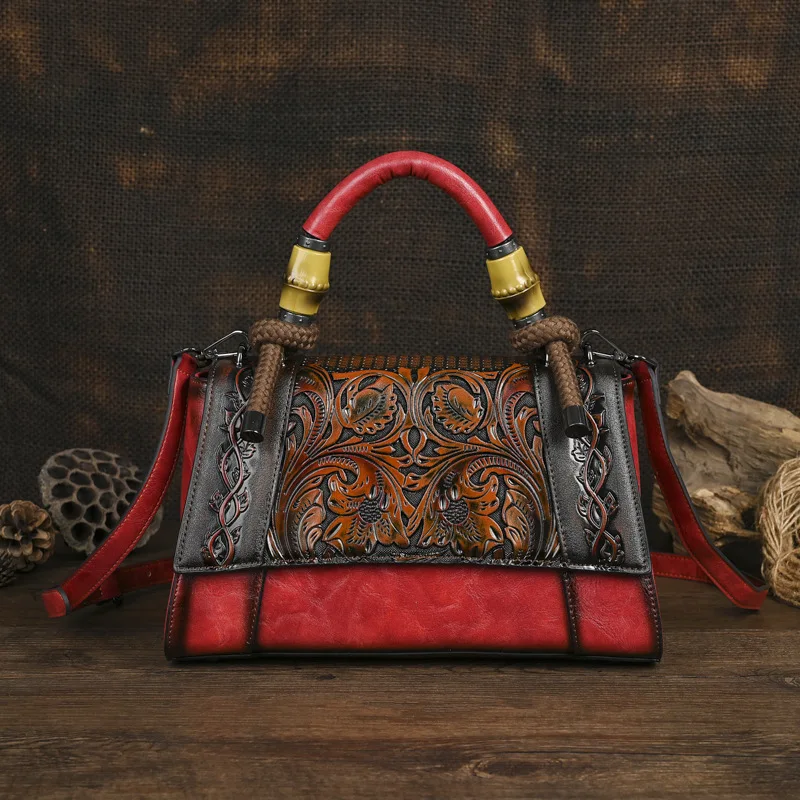 

Винтажная женская кожаная сумка-тоут с 3D цветком, женская сумка, новинка 2025 года, модные сумки через плечо или через плечо Gils