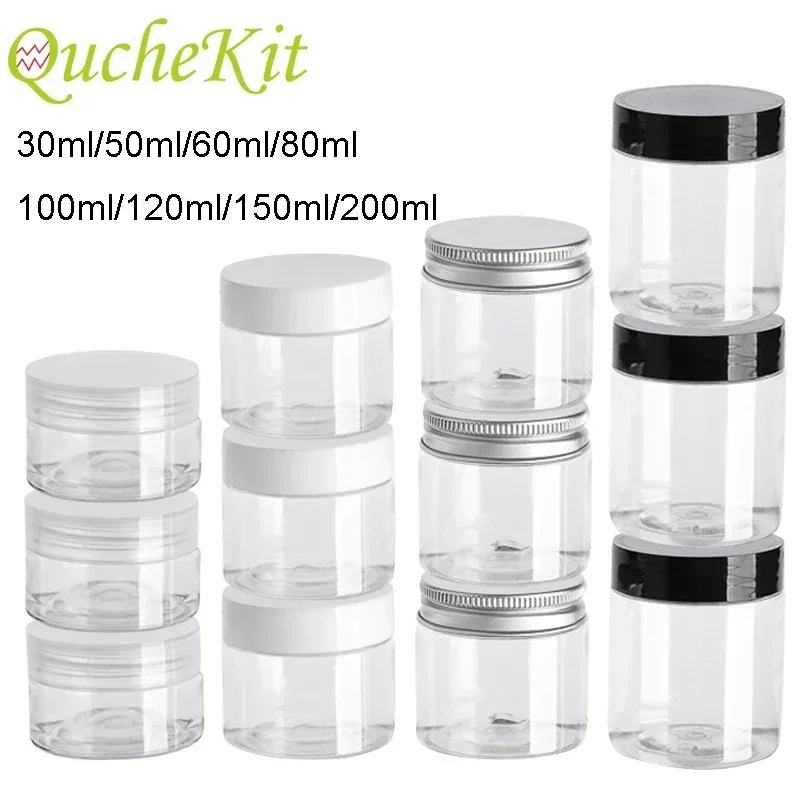 20Pcs Clear Plastic Jars With Lid Kitchen Food Storage Box Makeup Cosmetic Containers Travel Bottle Face Cream Sample Pot Jar