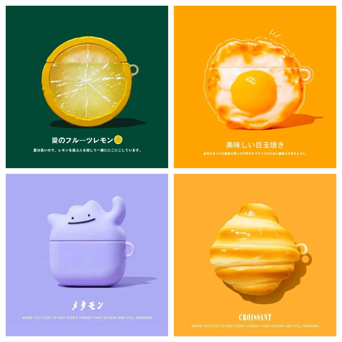 

For Apple AirPods Pro3 AirPods 4 3 2 1 Pro 2 Earpods Case Egg lemon croissant Watermelon Wireless Earphone Cover Charging Box