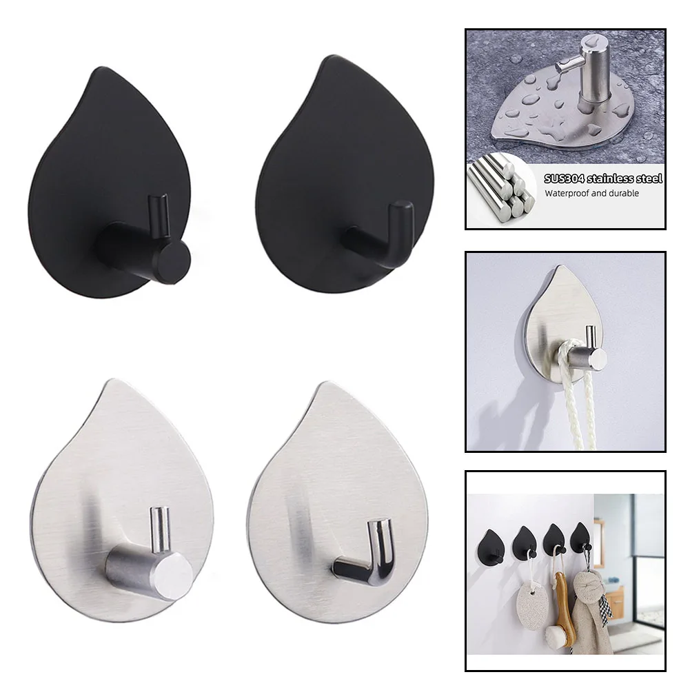 Creative Bathroom Wall-mounted Coat Hook, Punch-free Coat Hook Water Drop Shape Non Perforated Metal Clothes Hook Hardware