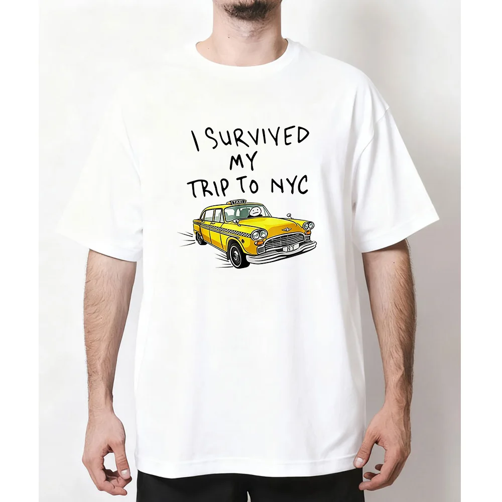 I Survived My Trip To NYC T Shirt New York City Yellow Taxi Shirt Woman Man Summer Cotton Graphic T Shirts Adult O-neck Tops view 3