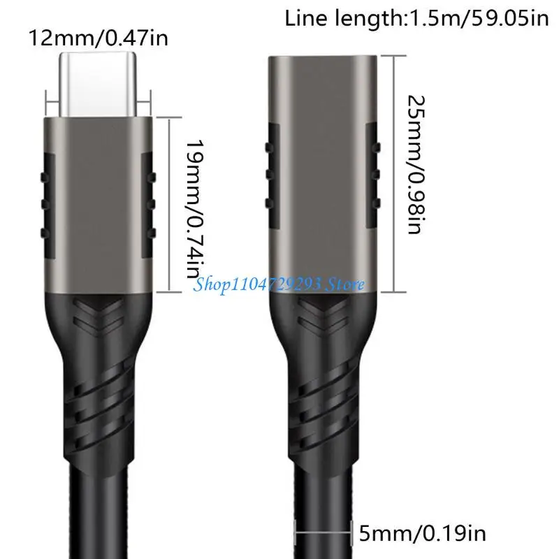 

Y2GD USB C Extension Cable Male to Female TypeC USB3.2 Gen2 100W Fast Charging Extenders Cord for Laptops Tablets
