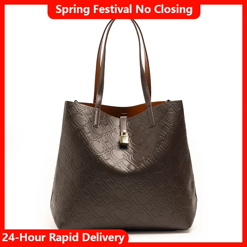 

CH однотонная женская сумка-мешок, классическая роскошная сумка с буквенным принтом, простая женская сумка большой вместимости для поездок на работу