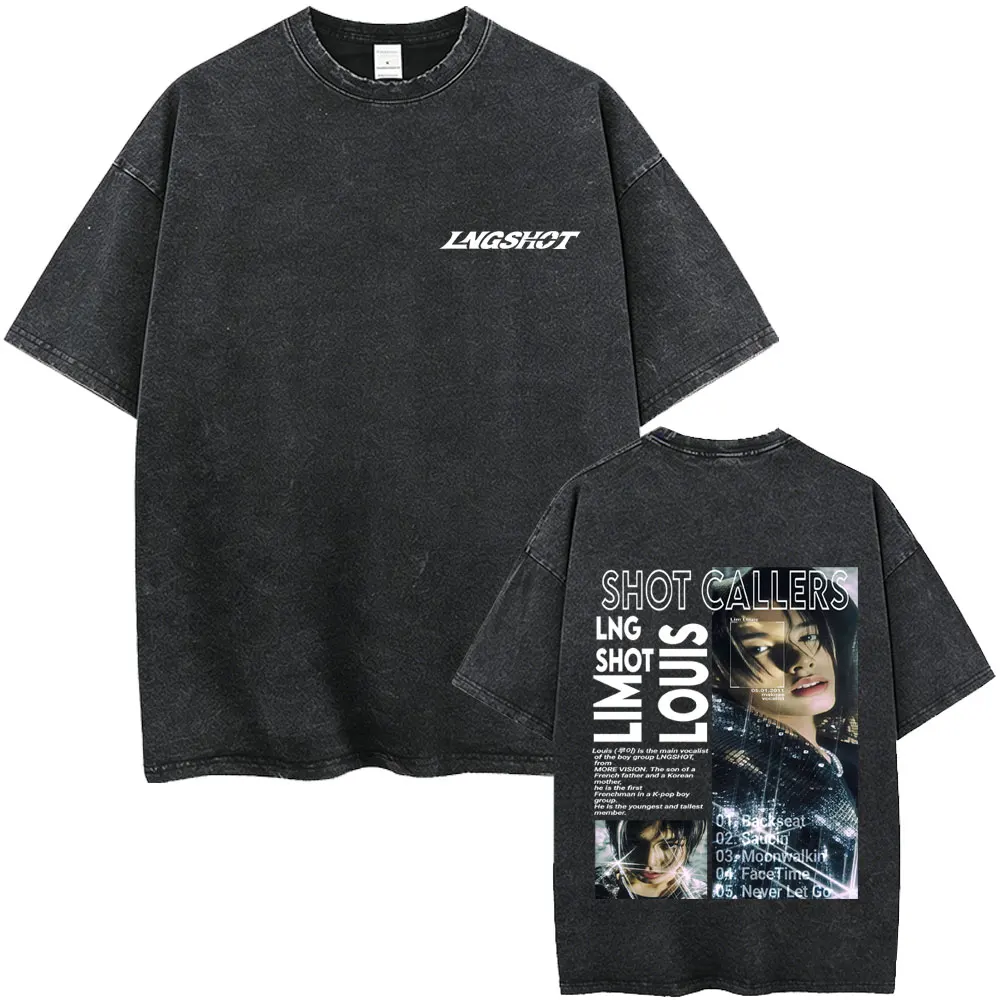 

Washed Vintage Korean Band Lngshot Shot Callers Graphic T-shirt Men Women Kpop Fashion Trend T Shirt Unisex Oversized Streetwear