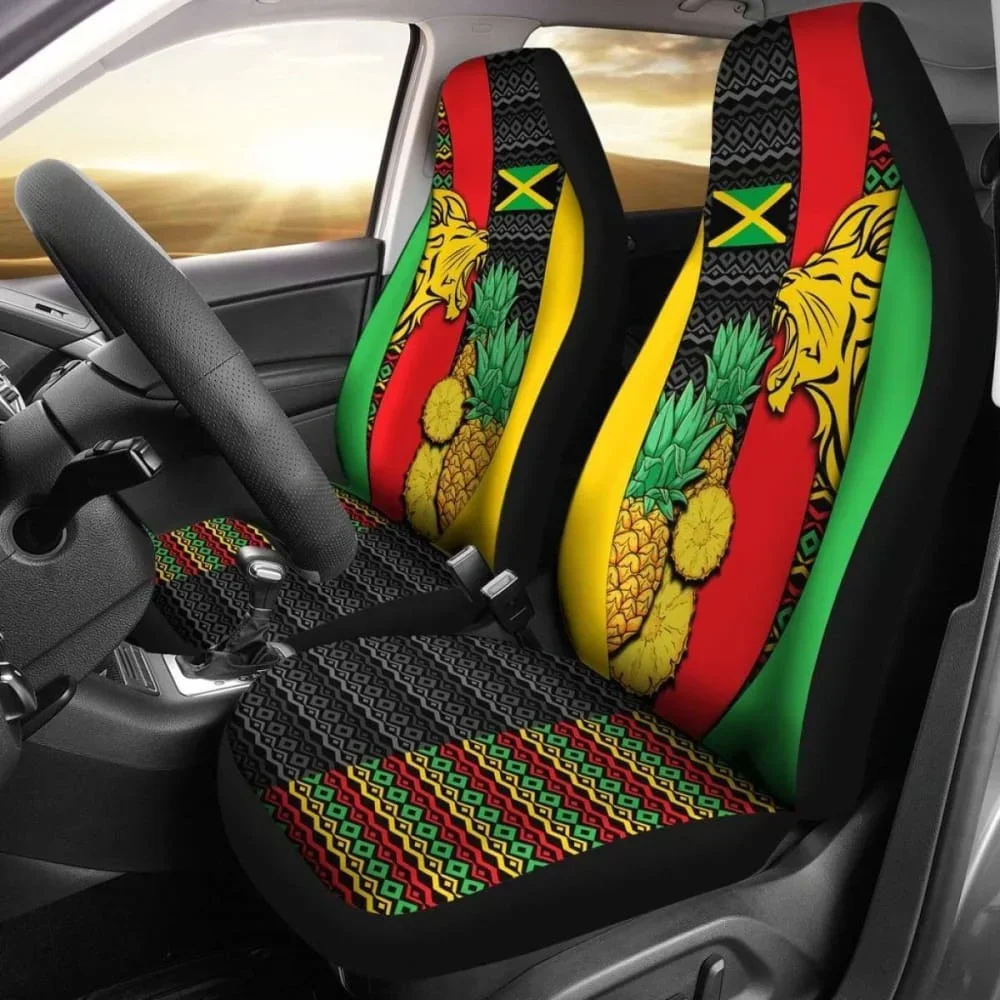 

Jamaica Car Seat Covers Jamaican Lion Amazing Pack of 2 Universal Front Seat Protective Cover