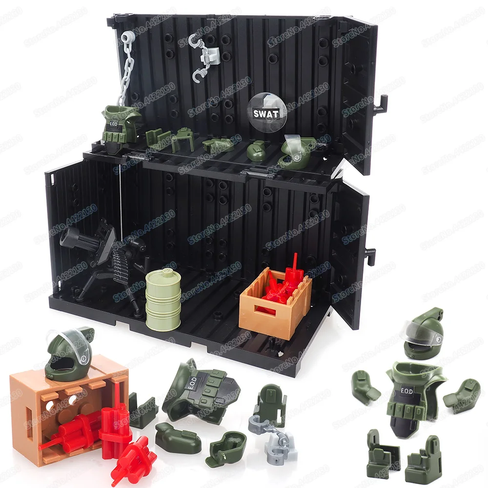 Special Forces Fight Storehouse Building Block Container Figures Weapons War Equipment Scenes Model Child Christmas Gift Boy Toy