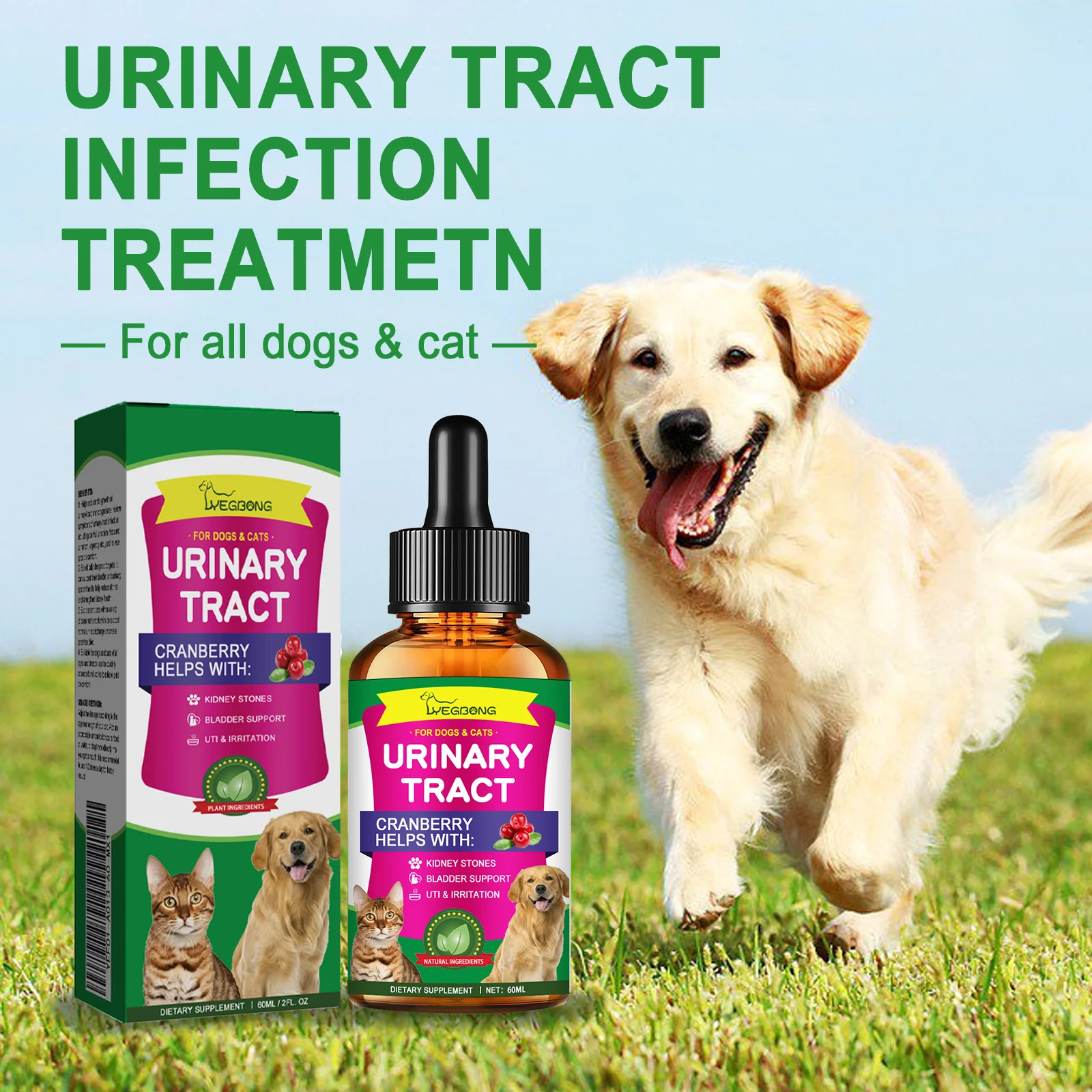 60ML Pet Care Drops Natural Formula Daily General Care Liquid Solution Relief Discomfort Promote Pet Health Soothing Pet Drops
