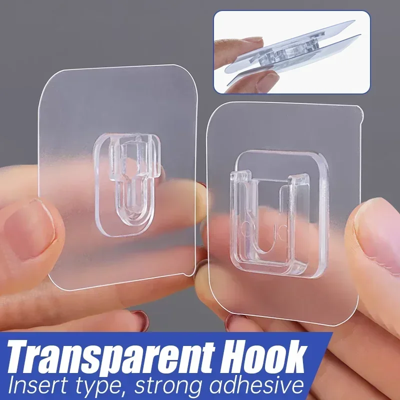 1-5Pairs Transparent Double-Sided Adhesive Wall Hooks Suction Cup Sucker Hooks Bedroom Kitchen Multi-purpose Organizer Holders