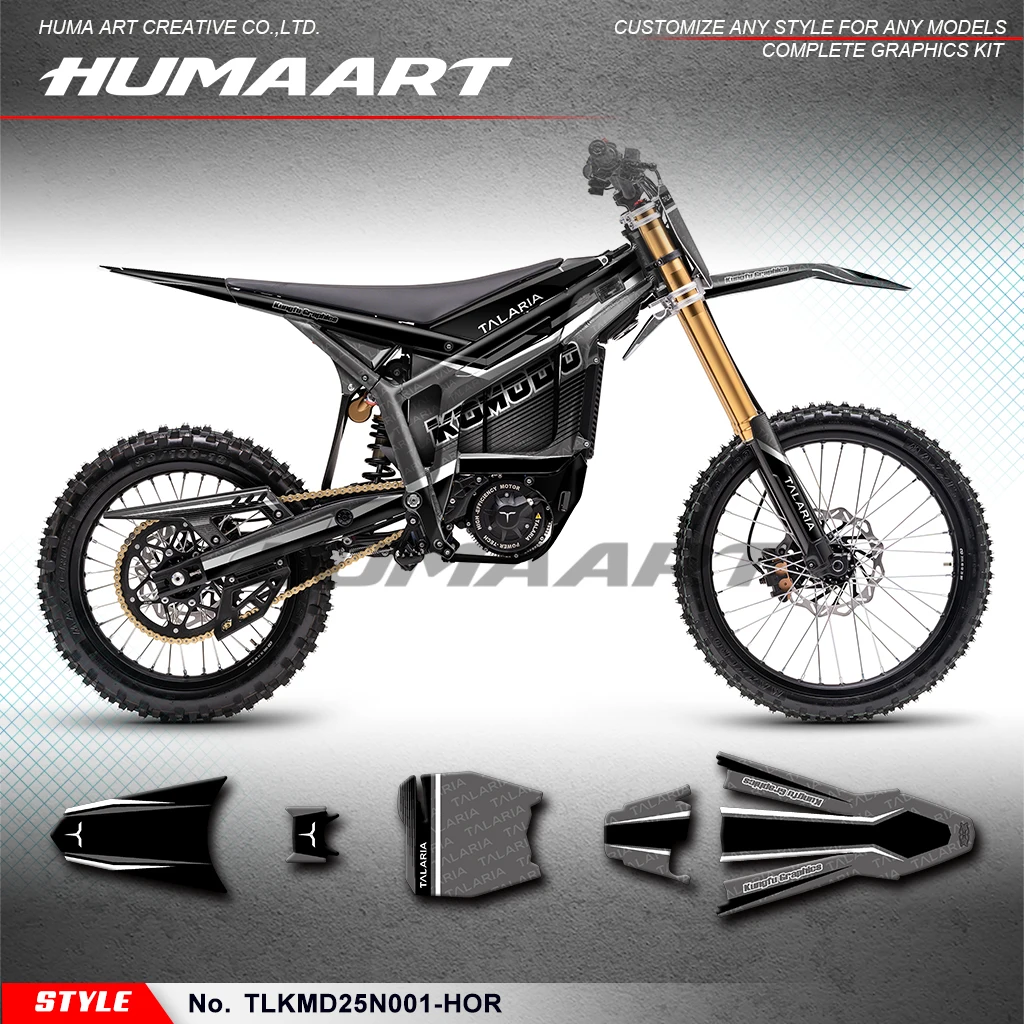 

HUMAART Motorcycle Graphics Stickers Complete for TALARIA KOMODO Black Grey, Style No.TLKMD25N001-HOR