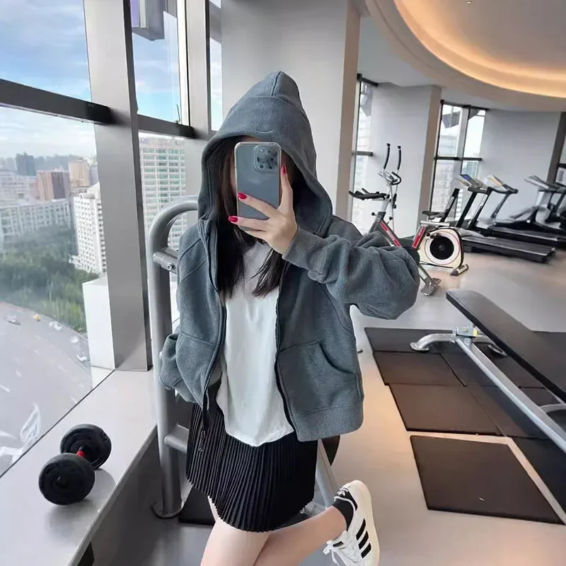 New Yoga Clothing For Women In Autumn And Winter, Full Zipper Hoodie With Velvet, Short Sports And Fitness Jacket