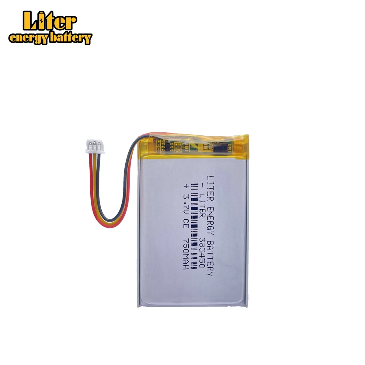 1.25mm 3-wire connector Size 383450 3.7V 750mah Lithium polymer Battery With Protection Board For GPS Digital Products