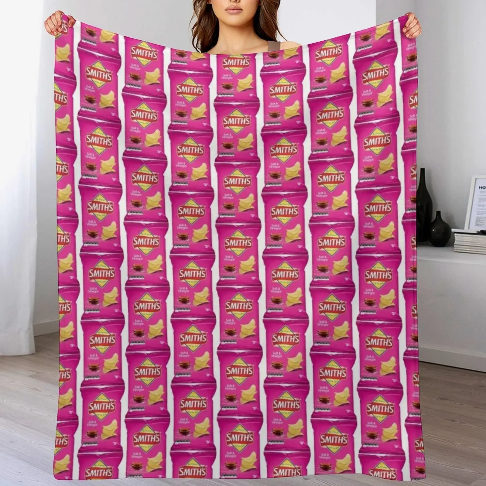 Smiths Chips - Salt and Vinegar Throw Blanket Soft Solid Color Blanket for Couch Bed