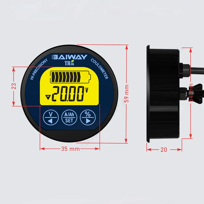 Nowy TR16 8-120V wodoodporny akumulator Tester pojemności napięcie prądu wyświetlacz LCD z funkcją pamięci wielofunkcyjny Coulometer