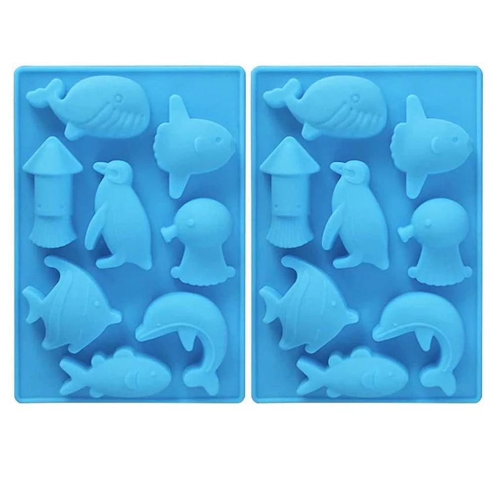 

Sea Animals Ice Cube Molds Ocean Whale Fish Dolphin Penguin Silicone Mould for Baking Cake Candy Soap Plaster Clay Making Tools