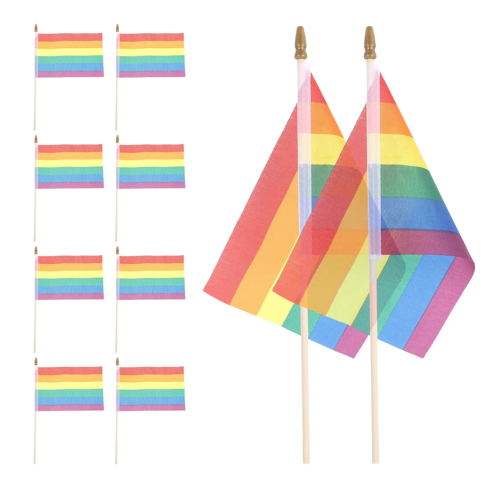 

10 Pcs H held Flags Decor Durable Polyester Pride Parade Decorations LGBTQ Accessories Small Garden Banner