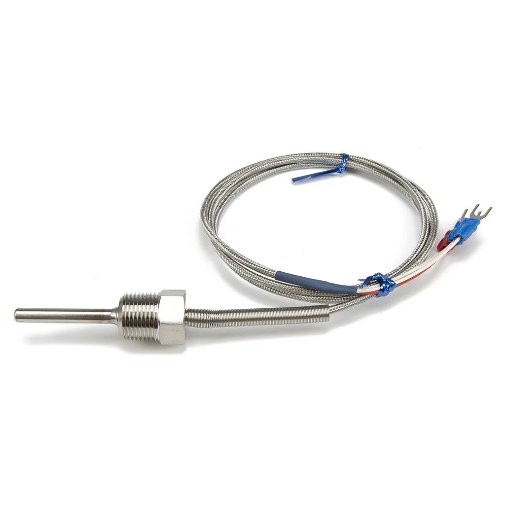 FTARP09 PT100 type 1m metal braided cable 50mm probe head RTD temperature sensor 1/8 1/4 3/8 1/2 3/4 inch thread