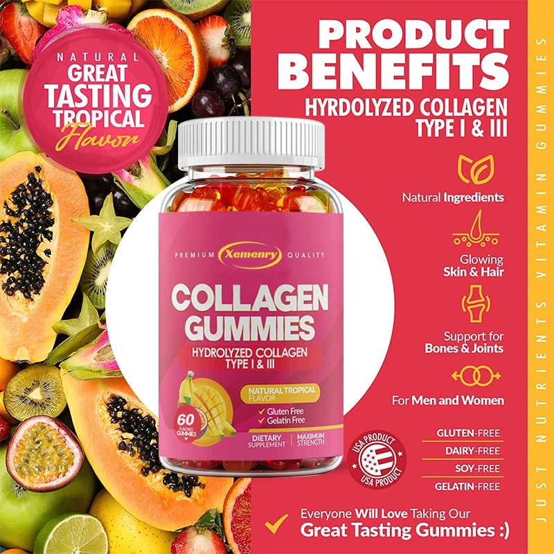 Collagen Gummies - Supports Healthy Hair, Skin and Nails, Anti-aging