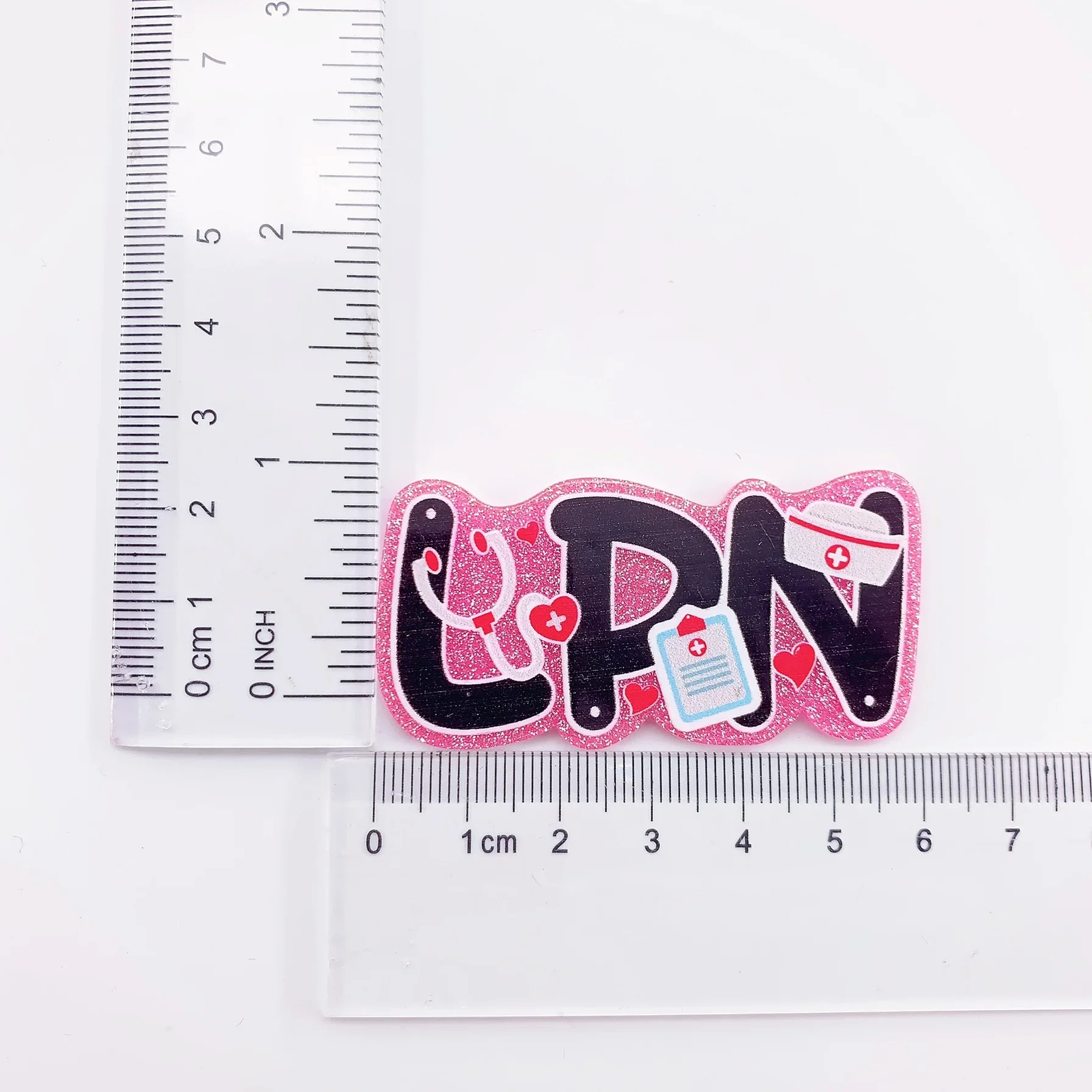 5PCS Mixed Pink Glitter Acrylic MA CNA RN BSN LPN Nurse Nursing Student Charm Fit DIY ID Card Badge Holder Jewelry Making