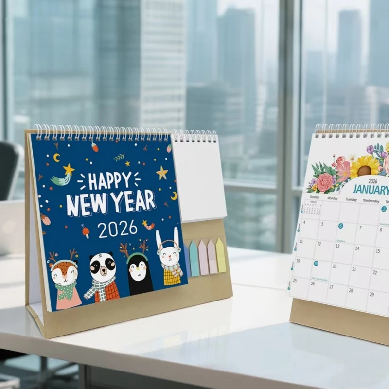 

Настольный календарь премиум-класса на 2026 — компактный дизайн с местом для хранения заметок и функциями ежемесячного планирования. Универсальный настольный календарь.