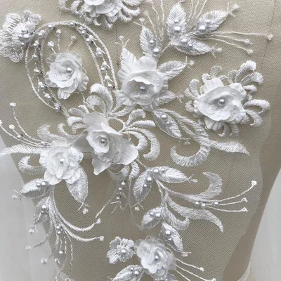2pcs/lot New fashion Embroidery beaded Sequins Lace Flower,Children\'s Dress, Costume, DIY Lace Accessories 36*21cm RS1868
