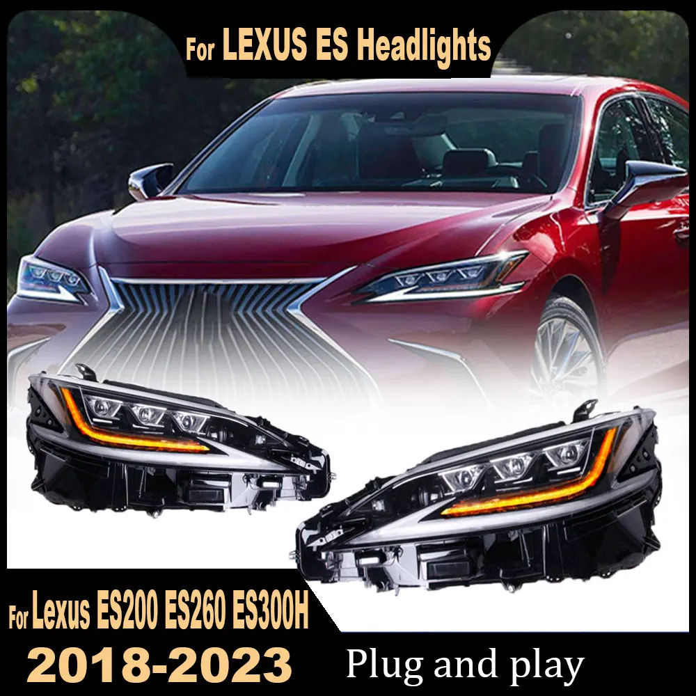 Car Headlights Suitable for Lexus ES 2018-2023 ES200 ES260 ES300H Headlight Assembly Modified LED Three-eye Matrix Headlight