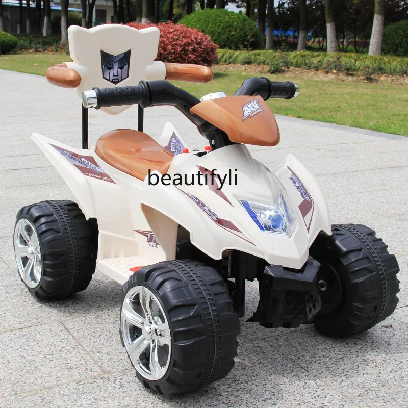 Children's electric motorcycle four-wheeled children's toy car baby battery car charging can seat people 1-3 years old