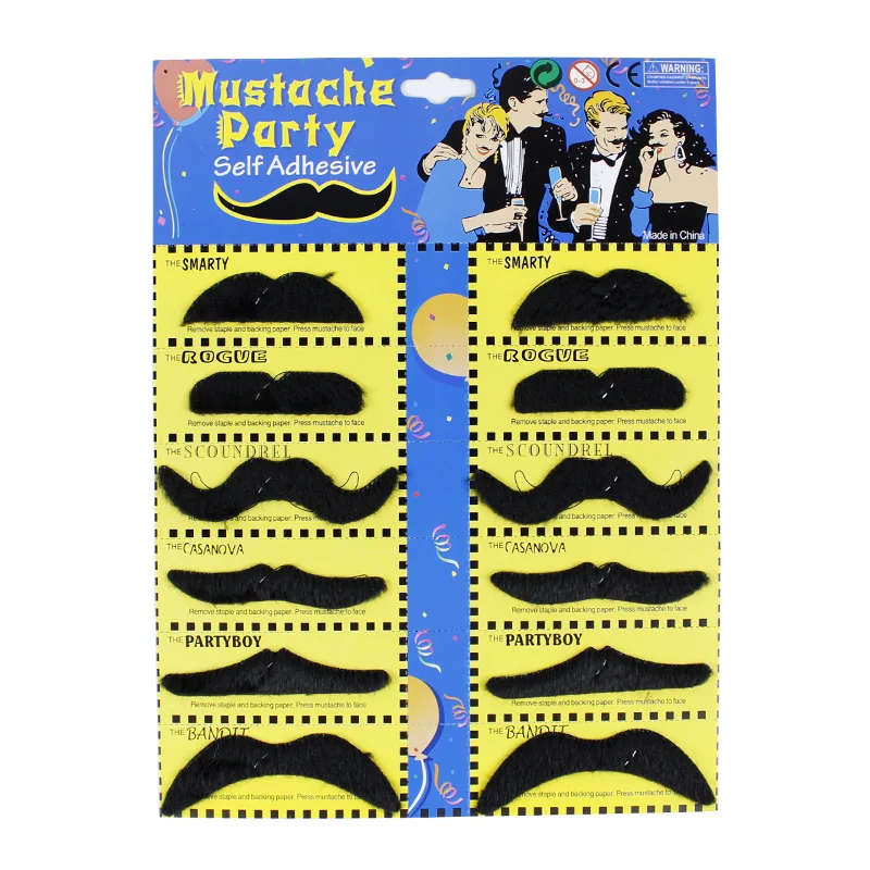 

Funny Fake Mustache Sticker Pirate Party Decoration Halloween Cosplay Moustache Party Fake Beard Whisker Kids Adult Black