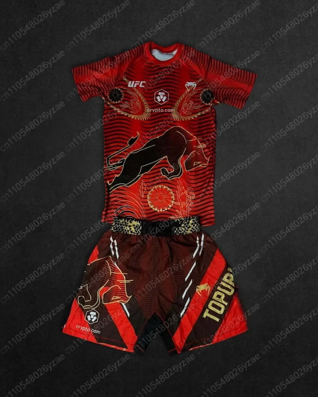 UFC Top Athlete Ilya Topria's Competition Event T-shirt, Shorts, Men's Breathable Sportswear, Wrestling, Running and Fitness Set