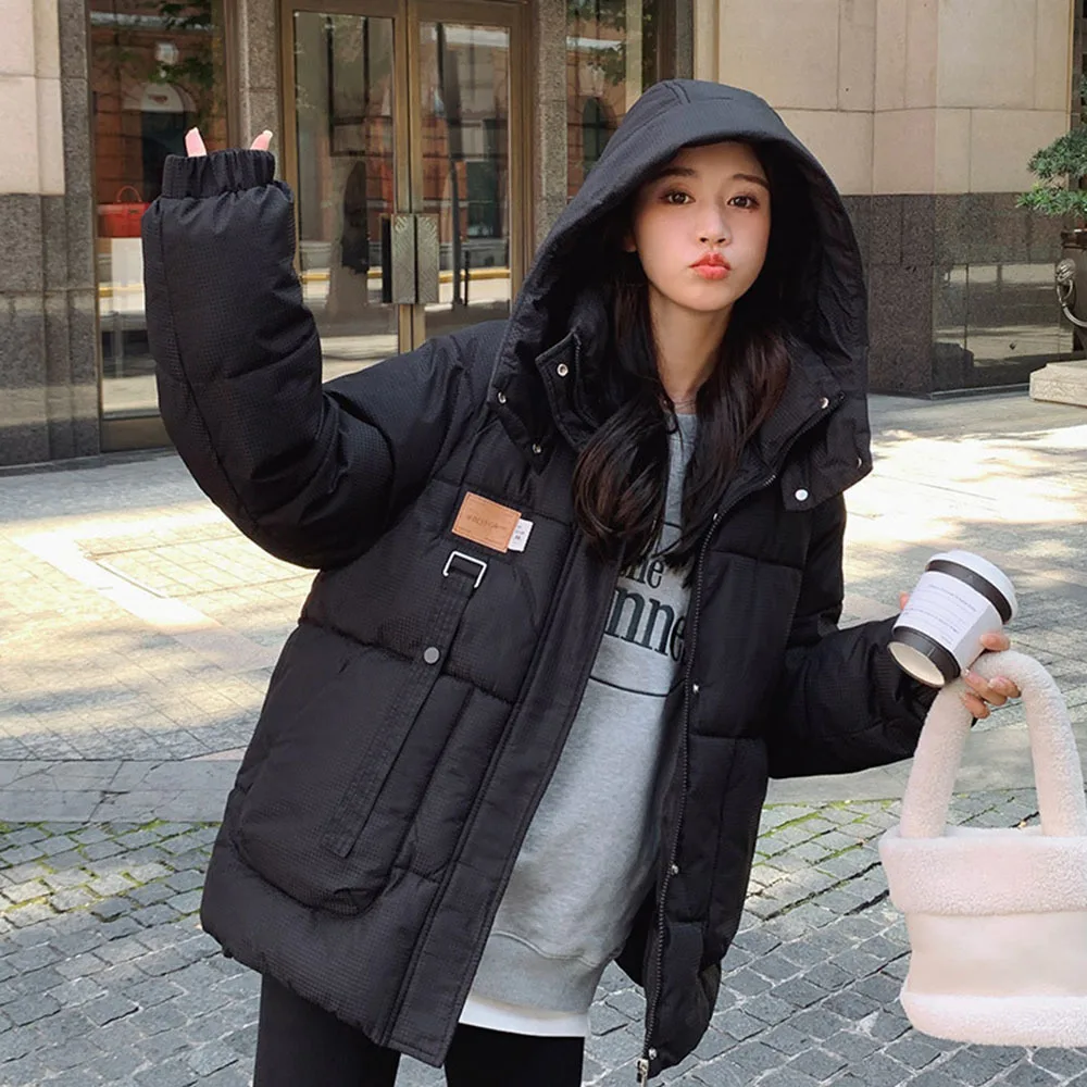 Winter Snow Warm Coat 2023New Down Jacket Women Casual Oversize Hooded Parkas Female Thicken Zipper Coats Ladies Loose Outerwear