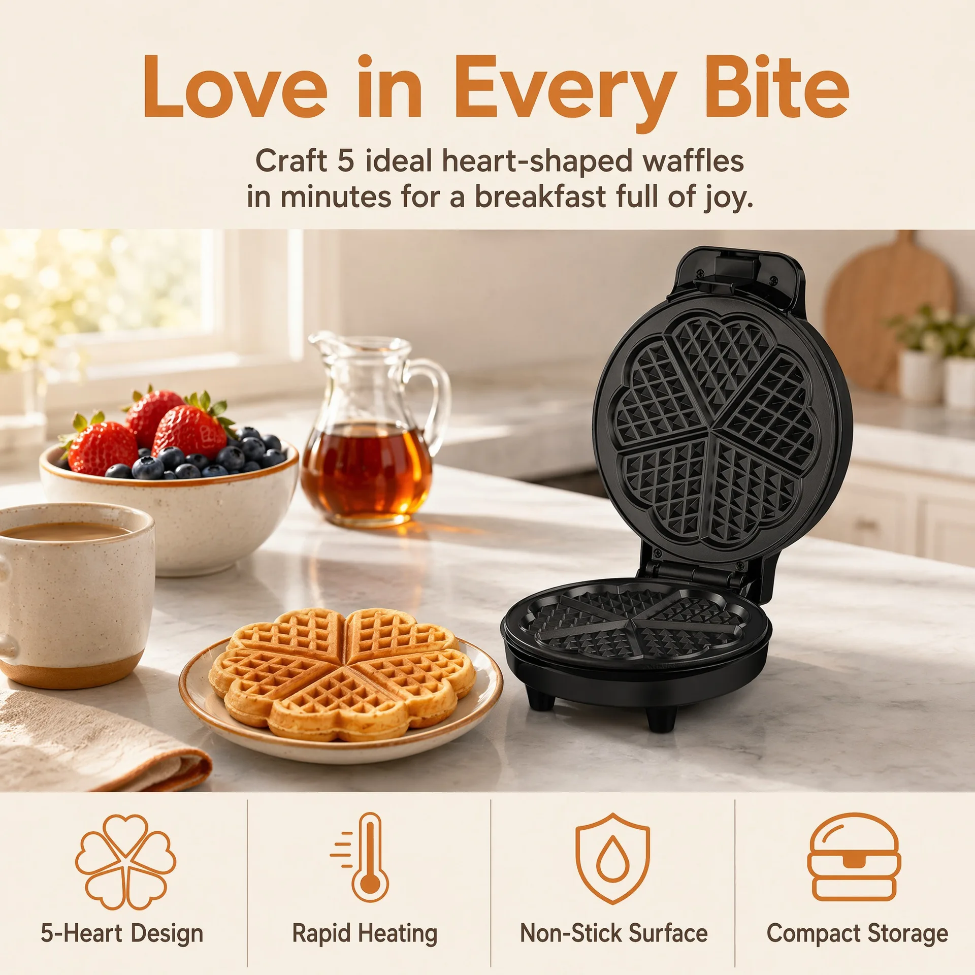Grenzübergreifende Frühstücksm – Mini Waffle Maker Machine Bewertung und Preis