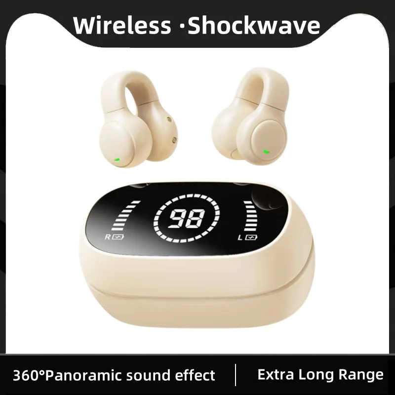 M47 New Mirror Digital Display Soft Silicone Ear Clip Wireless Bluetooth Headset – Only .60!