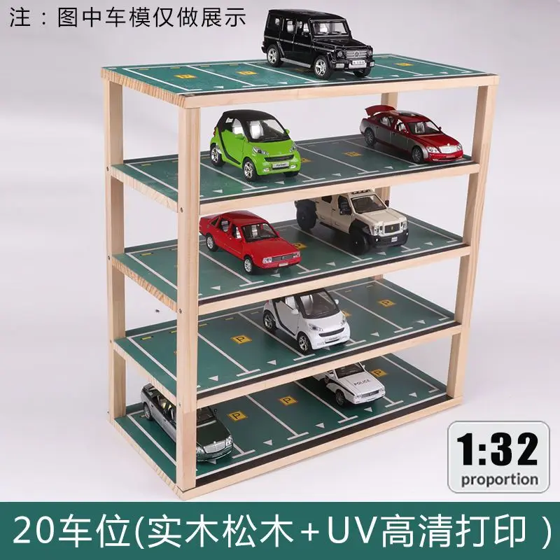 

Parking Building Model Display Cabinet, Simulated Solid Wood Garage, Car Storage Box, Scene Display Cabinet, 1: 32