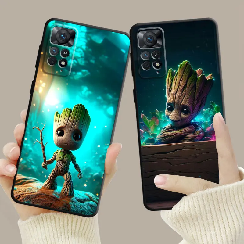 Phone Case For Xiaomi Redmi Note 13 11 12 12S 10 9 8 Pro Cover for Redmi 9 10 9C 10C 12C Marvel Cute Groot Hero Shell