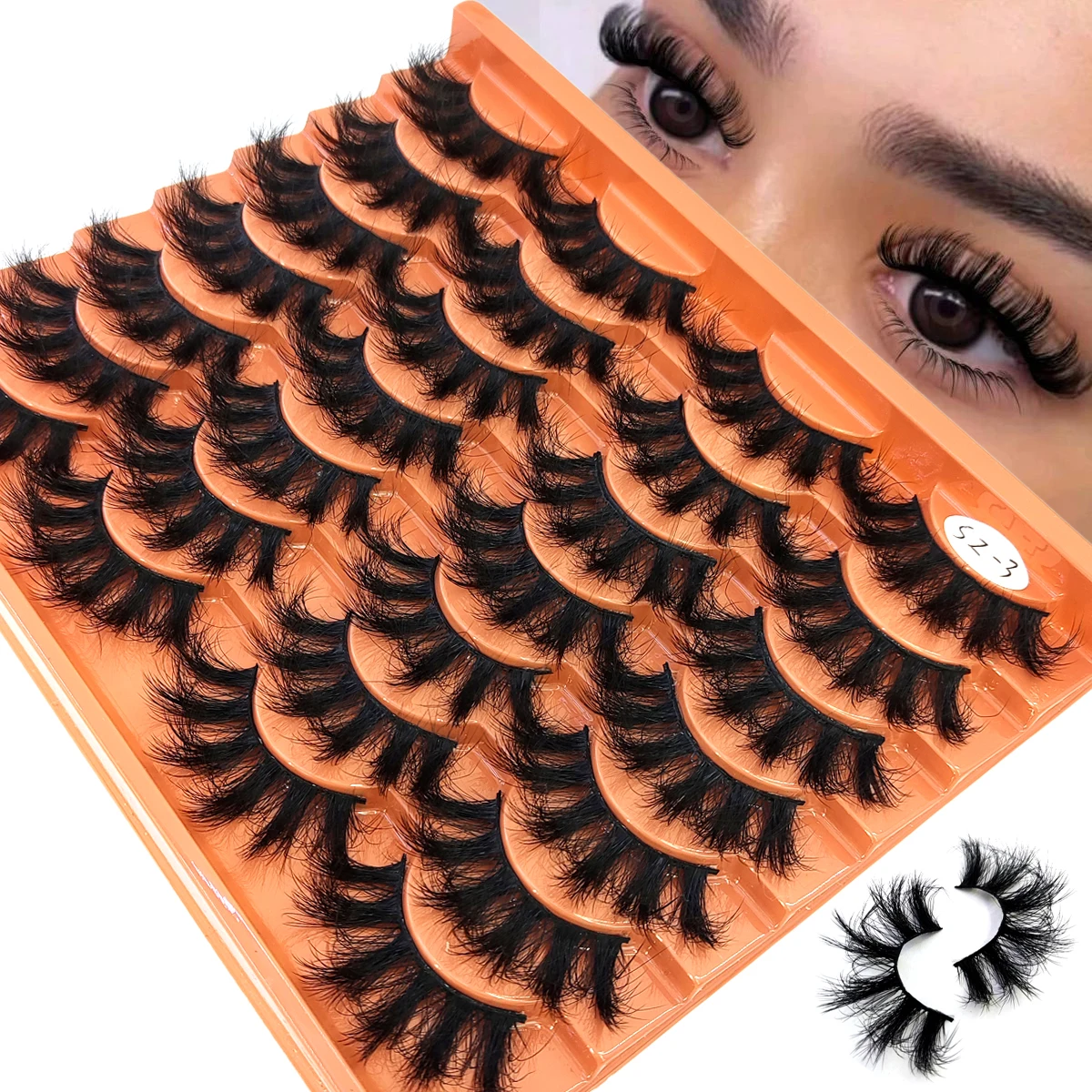 Nouveau 14 paires de cils de vison artificiels 3D faux cils dramatiques cils moelleux faits à la main cils longs naturels