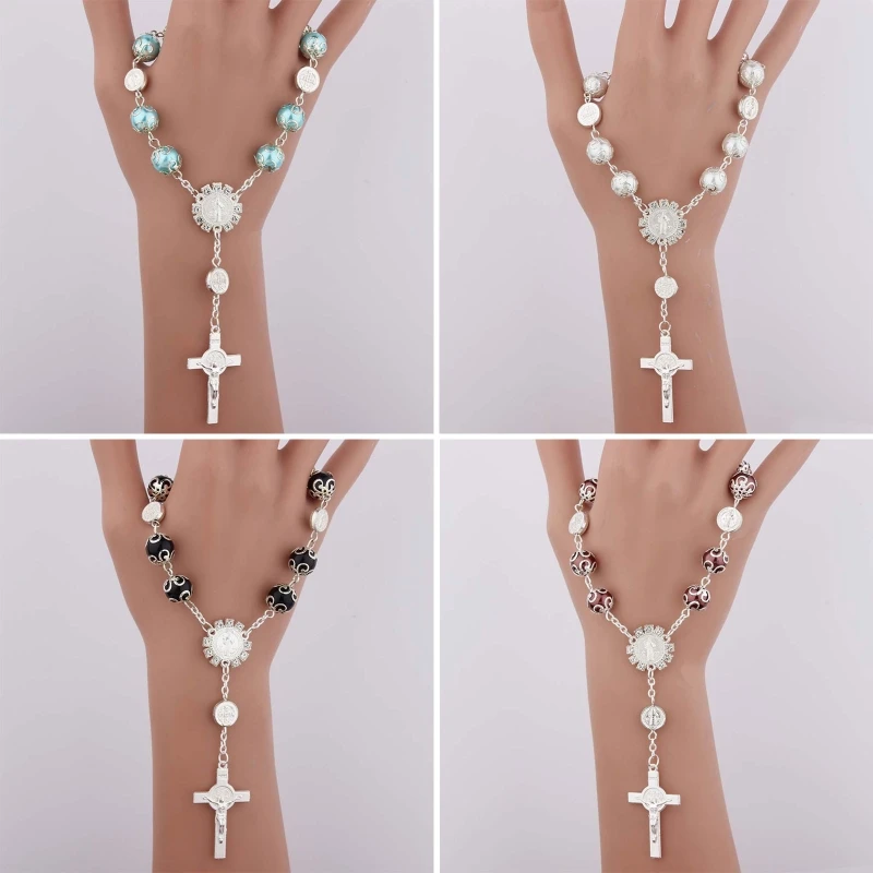 Baptism Mini Rosary Multicolor Faux Pearls for Cross Bracelet Great for Christening/Baby Shower Party/Wedding/Holiday Gi