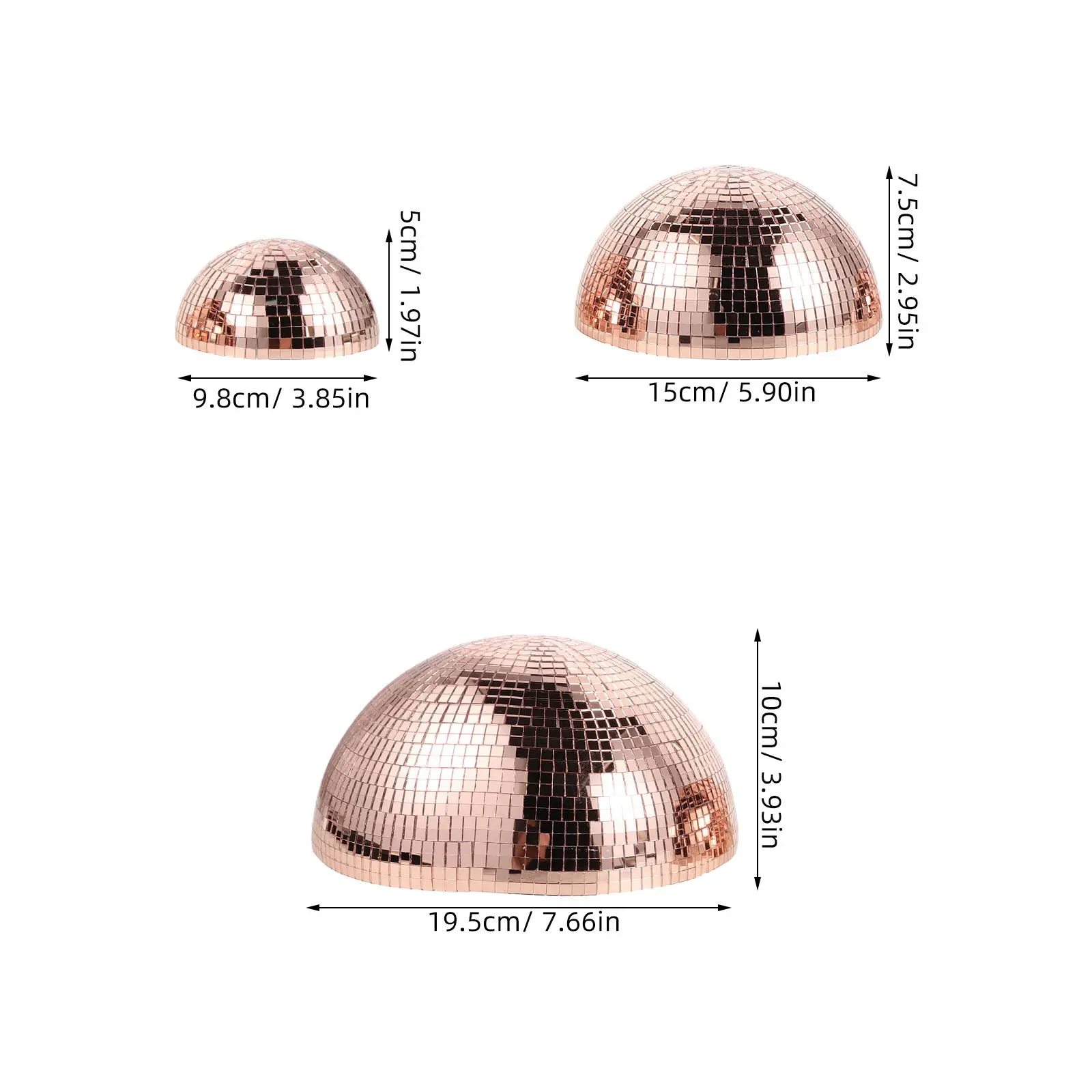 3Pcs Half Disco Ball Wall Decoration Reflective Mirror Glass Hemisphere Adhesive Strong Backing Wedding Stage Club Ballroom